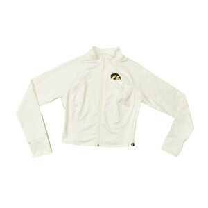 Certo Women's Iowa Hawkeyes Cropped Rib Jacket Full Zip Cream Size M NEW
